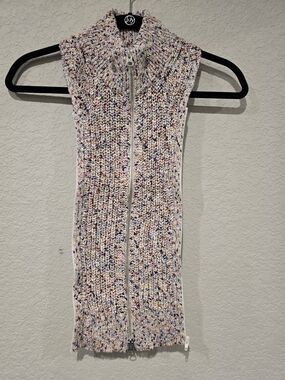 Veronica Beard Cream Multicolor Speckled Knit Zip Dickey Insert Size 0-14